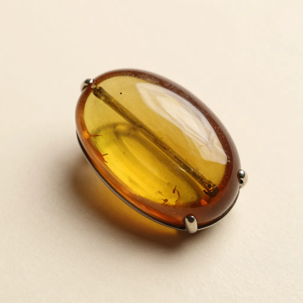 A Baltic amber brooch on a light background